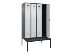 locker met bank,HxBxD 2120x1200x815mm,4vak,vak B 300mm,cilinderslot