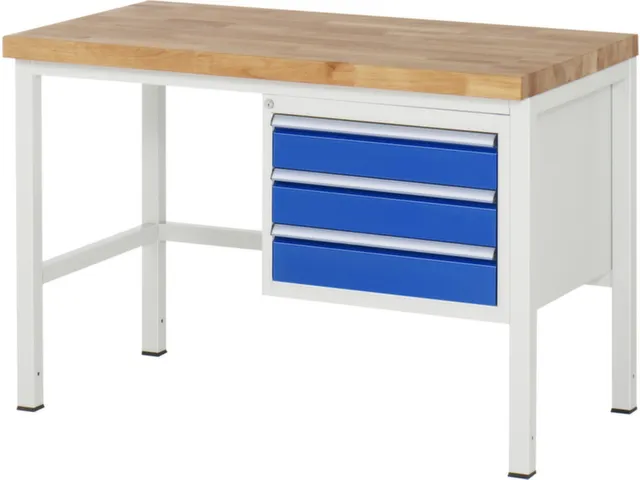 werkbank,HxBxD 840-1040x1250x700mm,beukblad,draagverm. 1250kg,4voeten