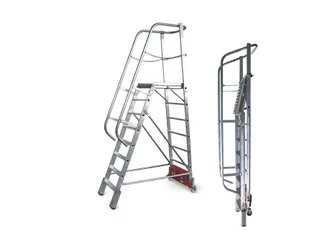 verrijdbare treden-platformladder,eenzijdig,10trede(n),stand H 2,35m - 2