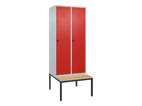 locker met bank,HxBxD 2120x800x815mm,2vak,vak B 400mm,draaigrendel