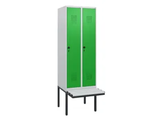 locker met bank,HxBxD 1950x600x815mm,2vak,vak B 300mm,draaigrendel - 2
