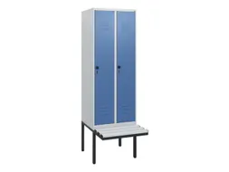 locker met bank,HxBxD 1950x600x815mm,2vak,vak B 300mm,draaigrendel