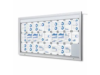 Outdoor mededelingenbord 27x A4 met logopaneel LED verlicht - 1