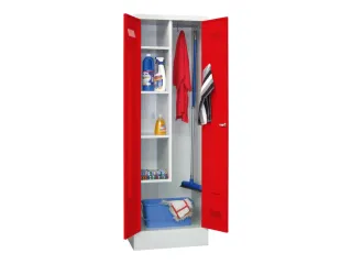 Schoonmaakkast HxBxD 1850x600x500mm Cilinderslot RAL7035 Front RAL3000 - 2
