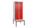 locker met bank,voor scheiding van kleding,HxBxD 2120x800x815mm,2vak