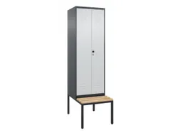 PBM-locker met bank,HxBxD 2120x600x815mm,2vak,vak B 300mm,draaigrendel