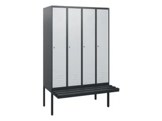locker met bank,HxBxD 1950x1200x815mm,4vak,vak B 300mm,cil.-slot - 1