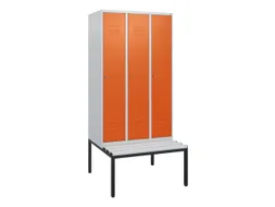 locker met bank,HxBxD 1950x900x815mm,3vak,vak B 300mm,cil.-slot