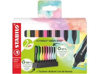 Markeerstift STABILO GREEN BOSS 6070/8 pastel assorti deskset à 8st - 1