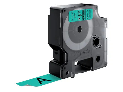 Labeltape Dymo 45809 D1 S720890 19mmx7m zwart op groen