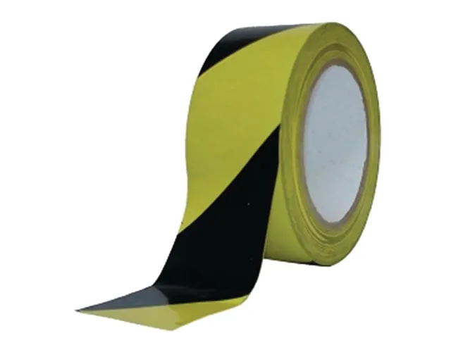 Afzetlint, geel/zwart, op rol, per stuk