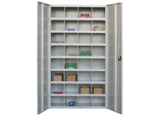 Materiaalkast Staal 1800x1000x530mm 32vakken Ral7035 Front Ral5010 - 1