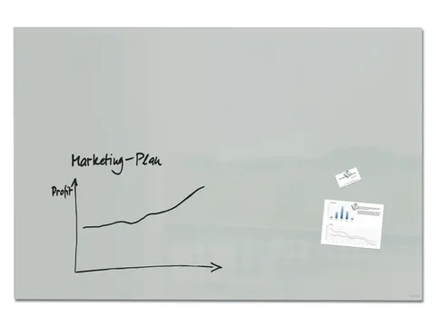 Glasmagneetbord Artverum grijs 100x150x1.8cm incl.2 magneten