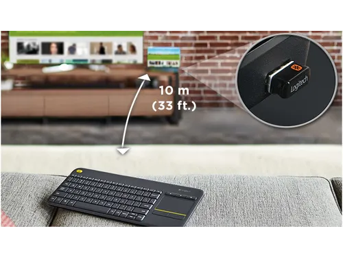 Wireless Touch Keyboard K400 Plus - Zwart, Belge (Azerty)