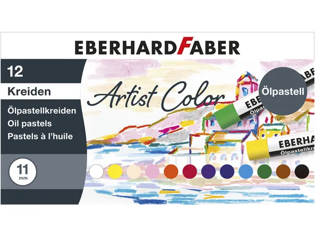 Oliepastelkrijt Eberhard Faber Artist Color 11mm doos a 12 st assorti