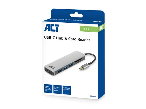 USB-C Hub 3.0 3x USB-A Cardreader PD
