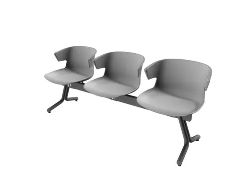 Wachtkamerbank 3Zittingen Kunststof Kuipen Grijs Frame Antraciet