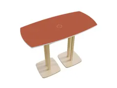 Tonvormige statafel Woody 110x114x75cm Rood Natuur 2 schotelvoeten