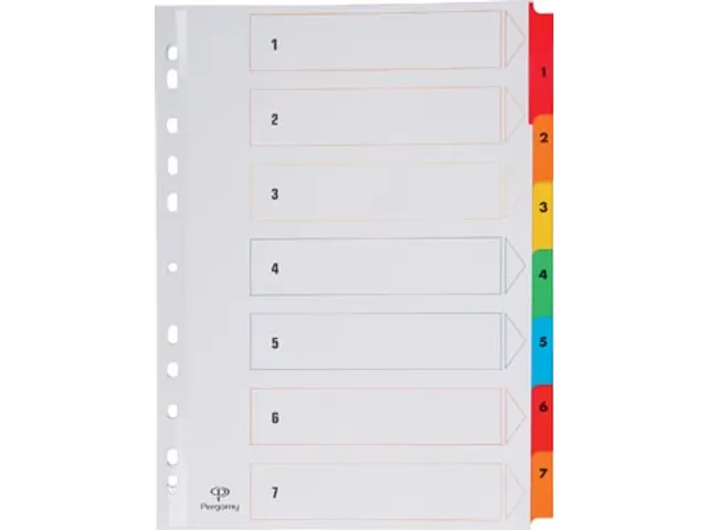 Tabblad karton A4 Assorti 7-delig 1-7 11-gaats