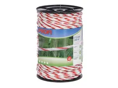 Profi Afrasteringskoord 6mm, 6X0,30 TriC, 200m, WIT/Rood