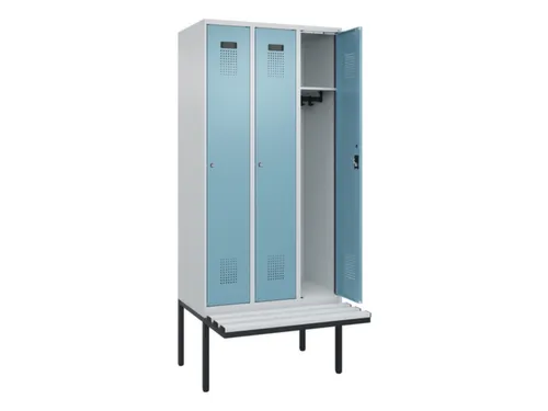 locker met bank,HxBxD 2120x900x815mm,3vak,vak B 300mm,cilinderslot