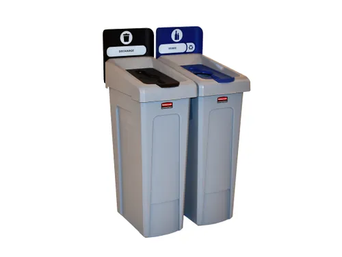 Slim Jim Recyclingstation Frans Deksel Gesloten Zwart Flessen Blauw