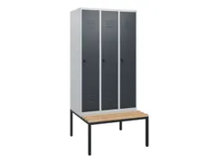 locker met bank,HxBxD 1950x900x815mm,3vak,vak B 300mm,draaigrendel