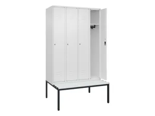 locker met bank,HxBxD 2120x1200x815mm,4vak,vak B 300mm,cil.-slot - 2