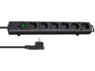 Stekkerdoos Brennenstuhl Comfort Plus 6vdig incl platte stekker 2m zw - 1