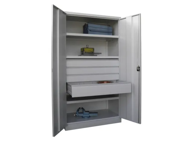 systeemkast,HxBxD 1950x1040x630mm,3xStalen bodem,RAL7035,front RAL3000