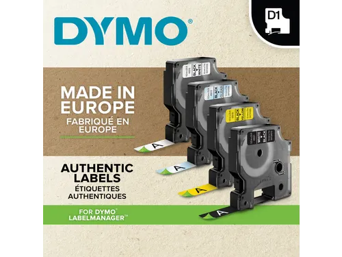 Labeltape Dymo LabelManager D1 polyester 9mm blauw op wit