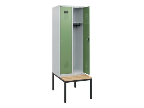 locker met bank,HxBxD 1950x600x815mm,2vak,vak B 300mm,cilinderslot