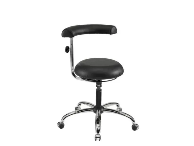 werkplaatsstoel kunstleer zwart HxØ 475-605mmx430mm wielen