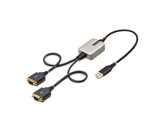 2ft 2-Port USB to RS232 Serial Adapter - 1