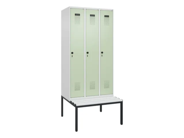 locker met bank,voor scheiding van kleding,HxBxD 2120x900x815mm,3vak