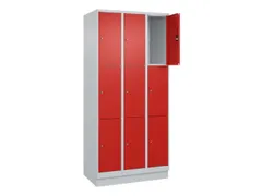 lockerkast,HxBxD 1950x900x500mm,3x3vakken,vak B 300mm,cil.-slot,sokkel