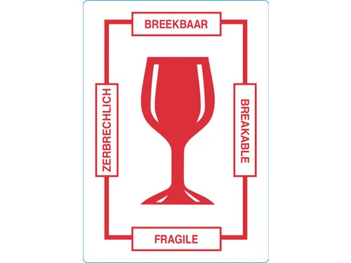 Etiket 70x100mm Breekbaar Glas Rol 500 Stuks