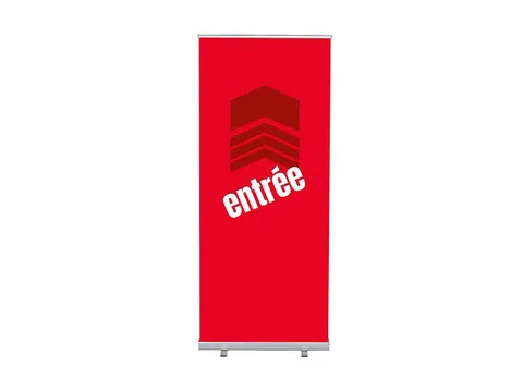 Roll-Banner 85x200 complete set met print "Entrée" Rood