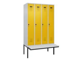 locker met bank,voor scheiding van kleding,HxBxD 2120x1200x815mm,4vak - 2