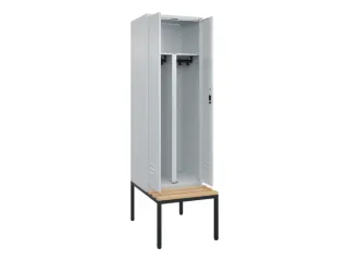 PBM-locker met bank,HxBxD 2120x600x815mm,2vak,vak B 300mm,cil.-slot - 2