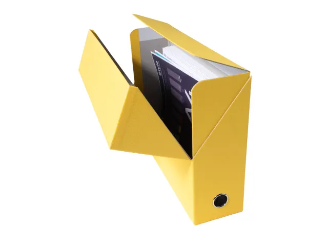 Boite transfert Dos 90mm papier toilé - Jaune
