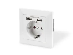 Veiligheidsstopcontact voor inbouwmontage met 2 USB-poorten