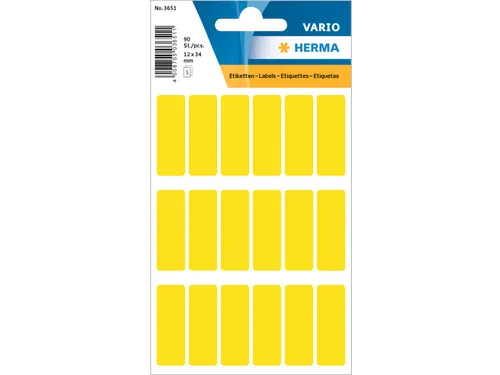 HERMA 3651 Universele etiketten 12x34mm Geel 90 stuks