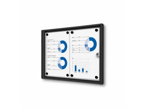 Vitrinekast Mededelingenbord Indoor Economy 2xA4 Zwart