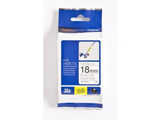 Tze Labeltapes P-touch Zwart Op Wit, Tze-fx241 18mm