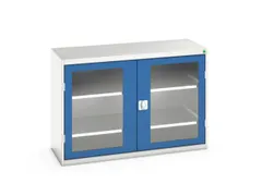 vitrinekast 900x1300x550mm 2xStalen bodem romp RAL7035 front RAL5010