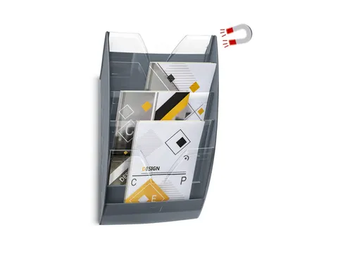 Wandfolderhouder CEP Premium magnetisch 5-vaks grijs/transparant