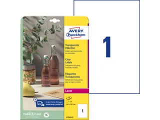 Crystal Clear Etiket Avery Zweckform 210x297mm A4 transparant 25 stuks - 5