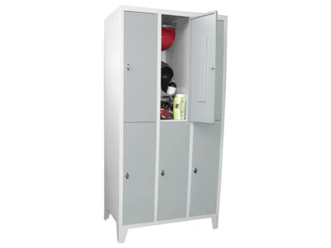 lockerkast,HxBxD 1850x900x500mm,3x2vakken,RAL7035,front RAL5010