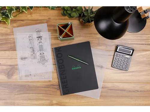 Notitieboek Rhodia Greenbook recycled A4+ lijn Soft Cover Zwart